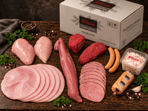 Fleisch- und Wurstauswahl für ein individuell zusammengestelltes Paket