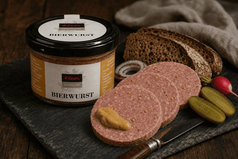 Bierwurst im Glas, Dosenwurst, Metzgerei Klein