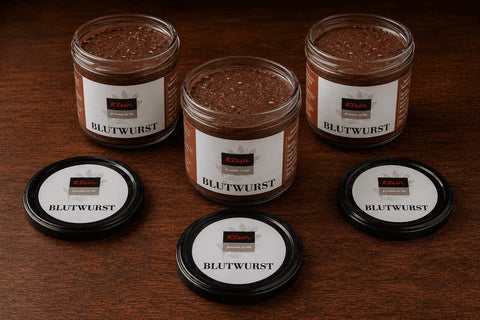 Blutwurst im Glas, Dosenwurst, Metzgerei Klein