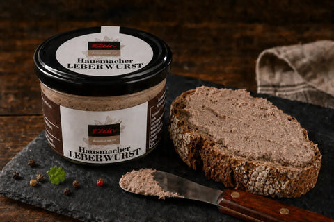 hausmacher Leberwurst im Glas, Dosenwurst, Metzgerei Klein