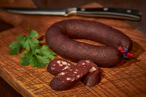 Hessische Ahle Blutwurst, Wurst am Stück, Metzgerei Klein