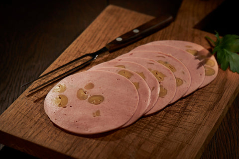 Lyoner mit Champignon, Wurstaufschnitt, Metzgerei Klein