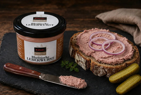 Rheinische Leberwurst im Glas, Dosenwurst, Metzgerei Klein
