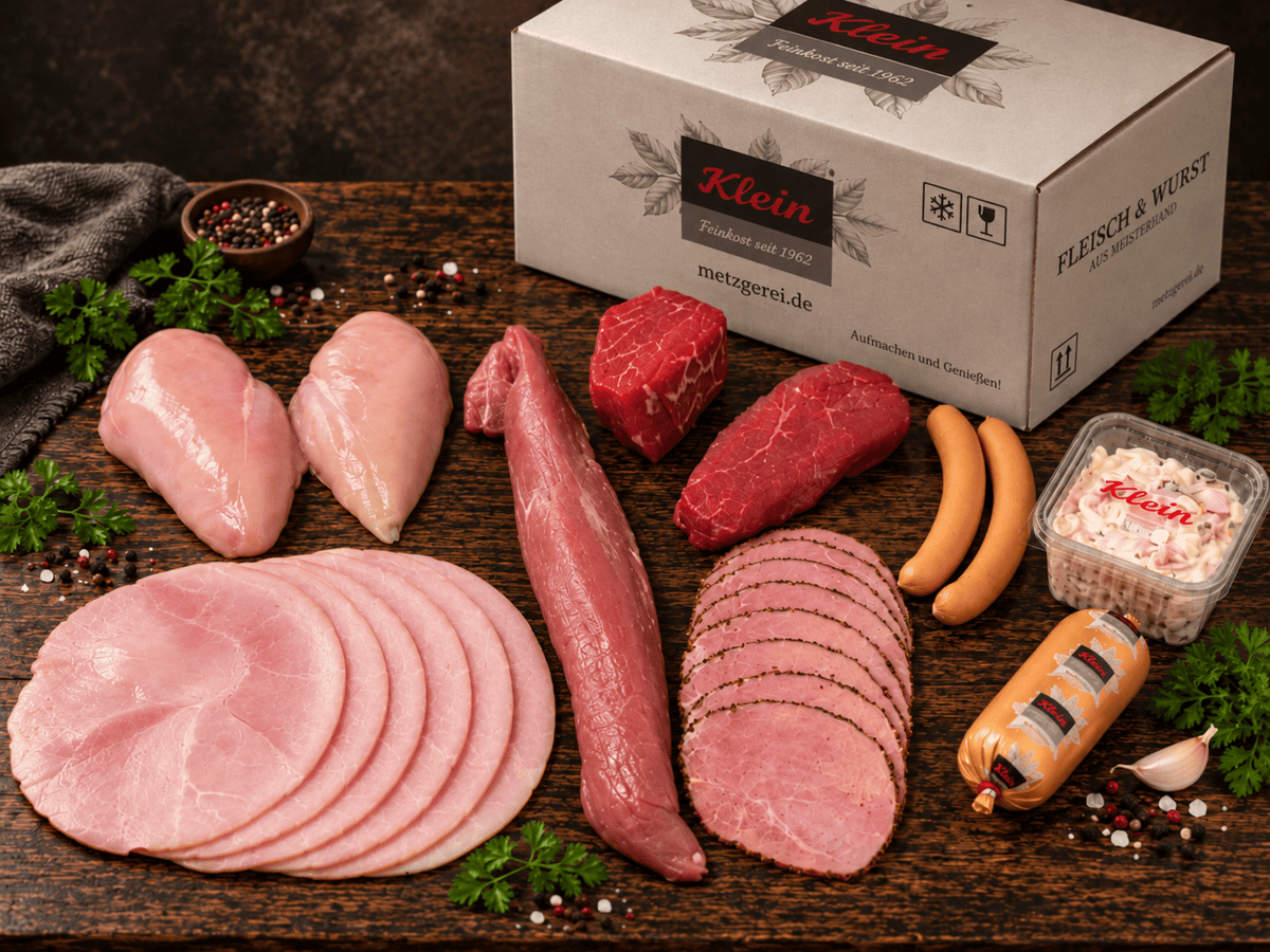 Fleisch- und Wurstauswahl für ein individuell zusammengestelltes Paket