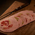 Bunte Mortadella (mit Peperoni), Wurstaufschnitt, Metzgerei Klein
