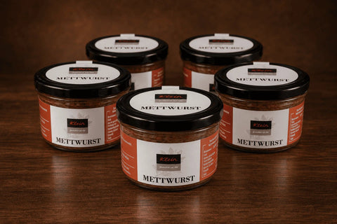 Mettwurst im Glas, Dosenwurst, Metzgerei Klein