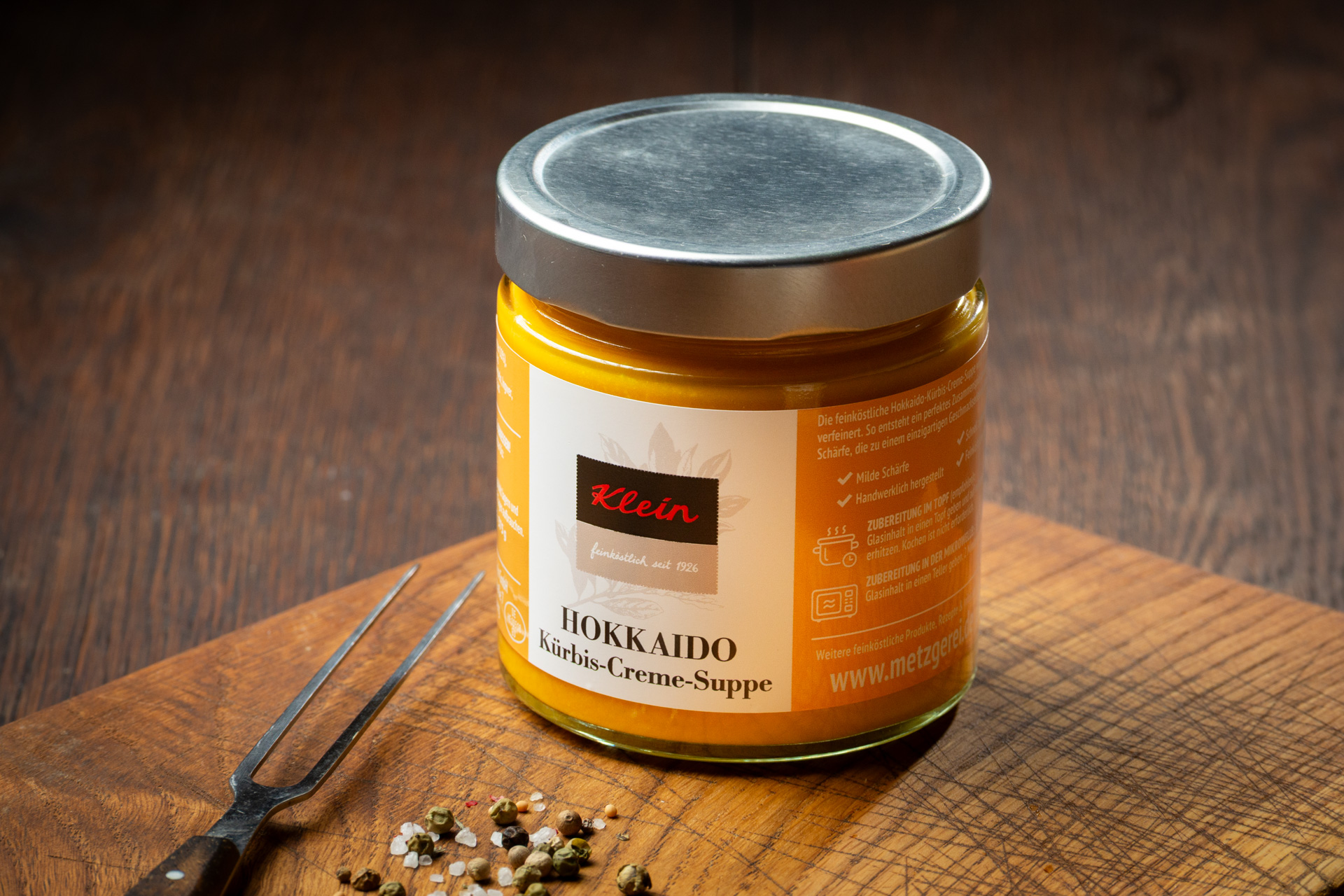 Hokkaido-Kürbis-Creme-Suppe im Glas